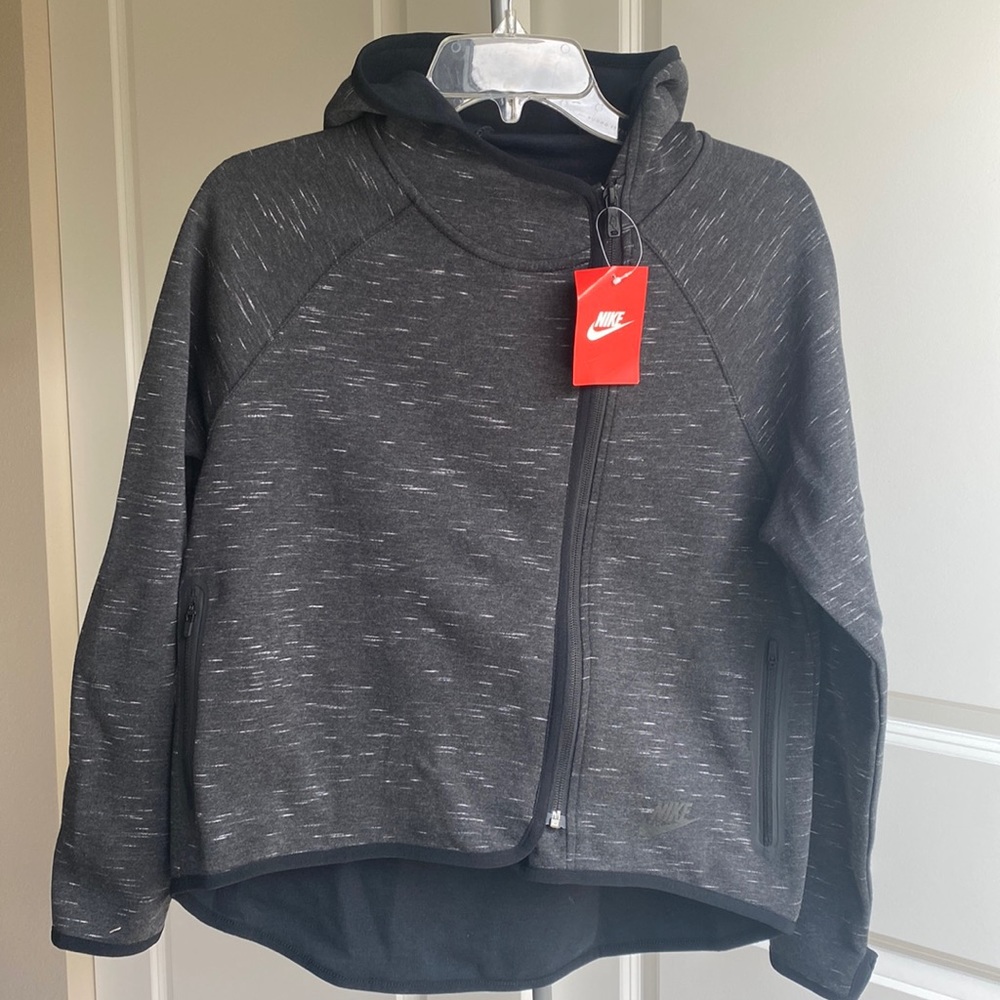 Nike Tech Fleece Cape Kids' Size Hoodie Black Heather size Large